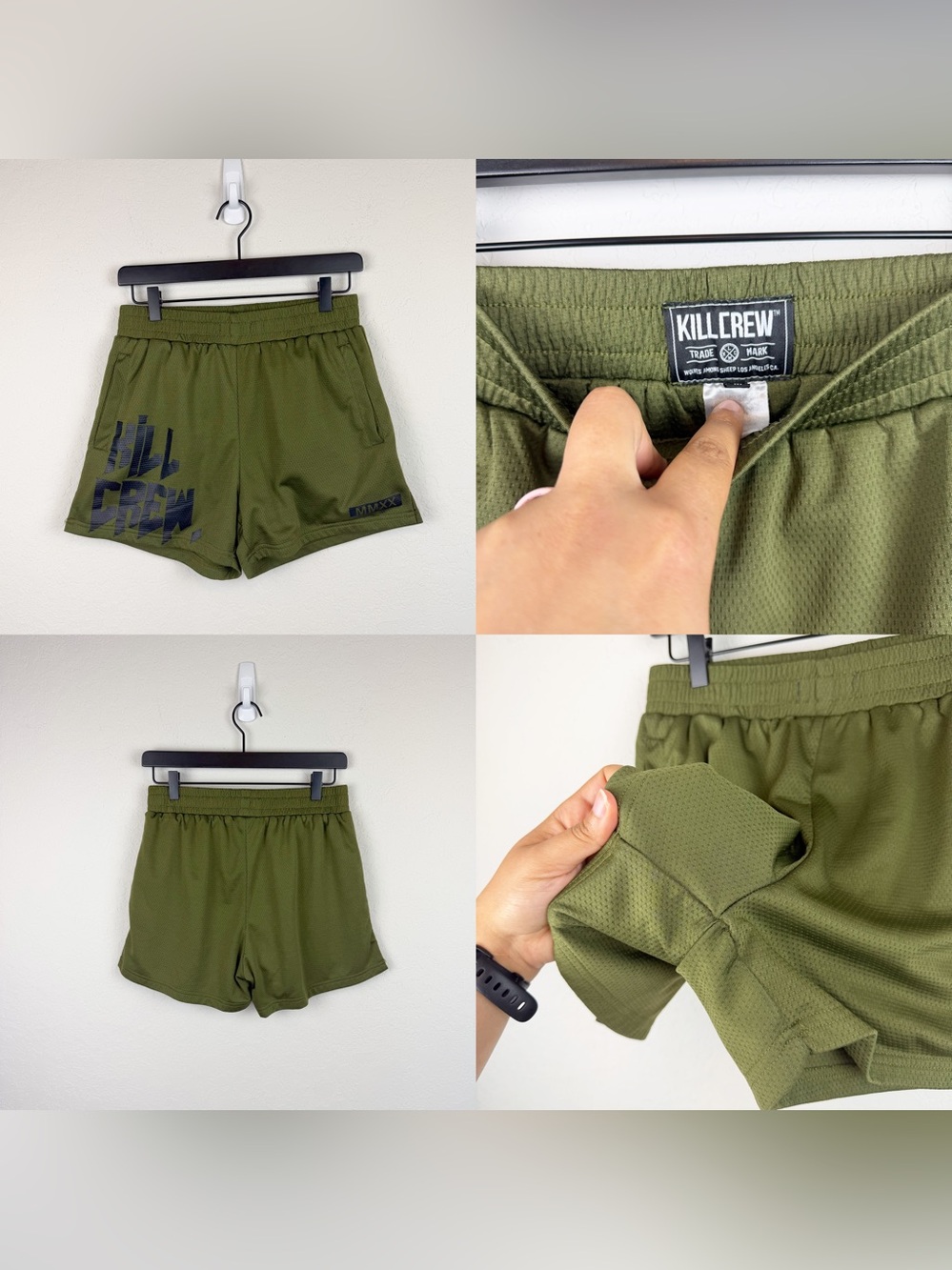 •KILL CREW• Unisex Muay Thai Shorts Olive Green Size Medium Mid Thigh